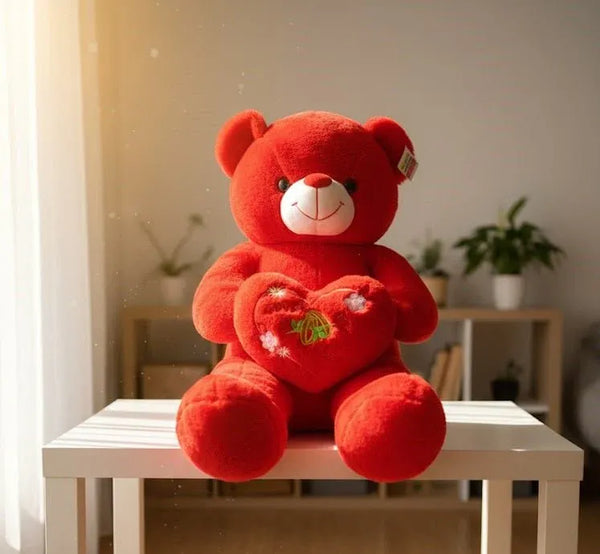 Large Red Love Teddy Bear with Heart Cushion